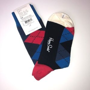NWT Men’s Happy Socks Argyle Blue and Red Socks